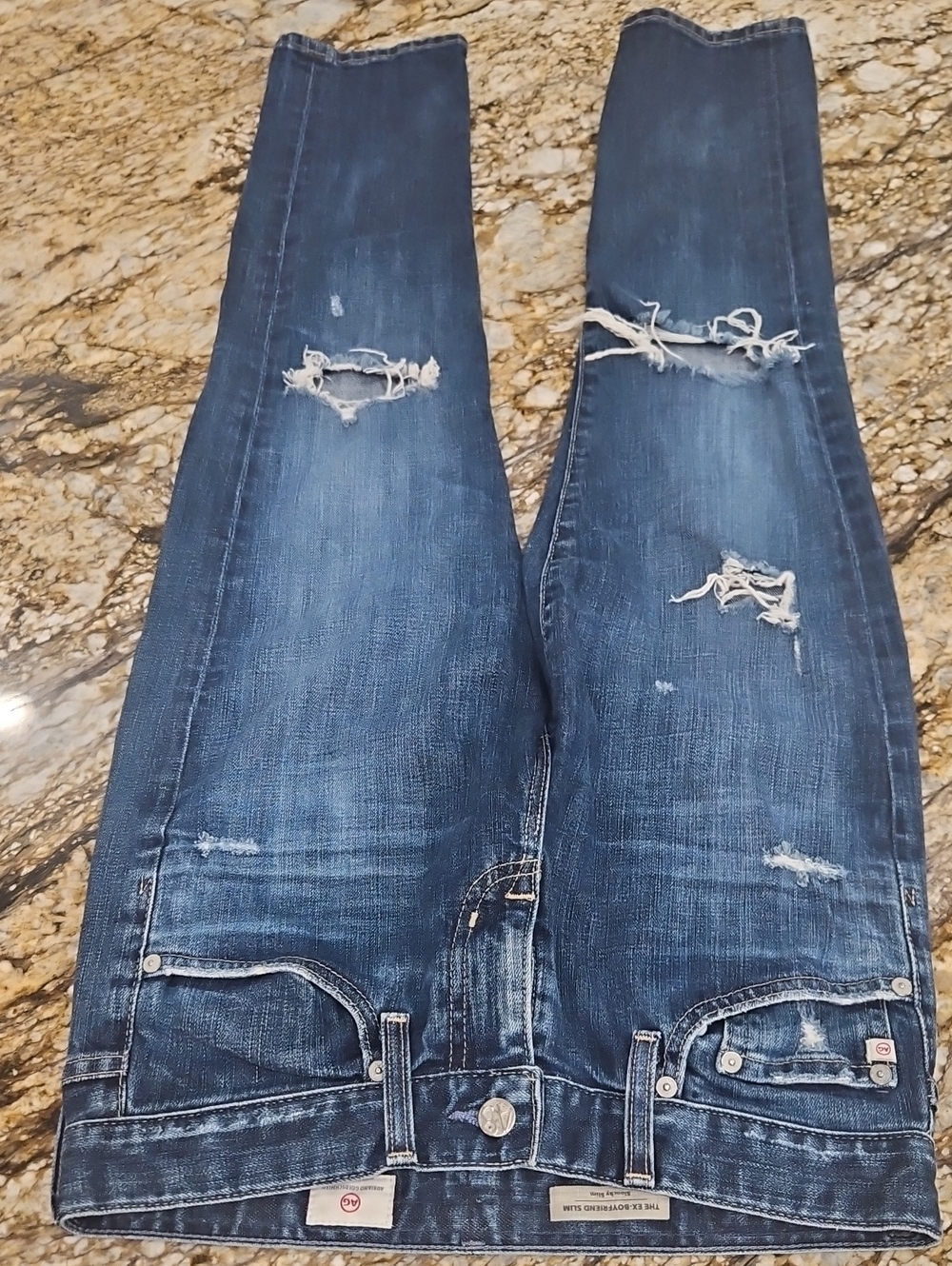 Adriano Goldchmmied Distressed Dark Blue Jeans. Size 25R Inseam 26" Rise 9"